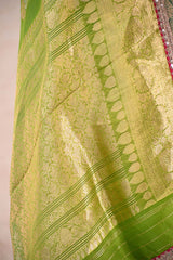 Green Blue Shaded Banarasi Organza Saree