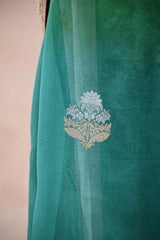 Green Blue Shaded Banarasi Organza Saree