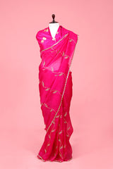 Pink saree, organza saree, Bollywood saree, Banarasi saree, party wear saree, Wedding Saree