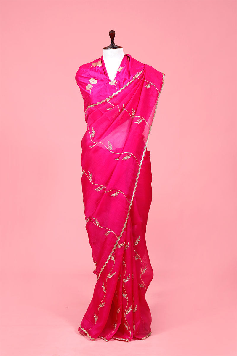 Pink saree, organza saree, Bollywood saree, Banarasi saree, party wear saree, Wedding Saree