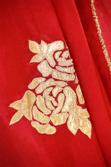 Red Organza Silk Saree with Gota Patti Floral Work