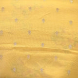 Butter Yellow Organza Silk Saree with Floral Applique and Bead Work