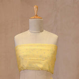 Butter Yellow Organza Silk Saree with Floral Applique and Bead Work
