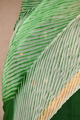 Green Half and Half Organza Silk Saree with Crushed Shibori Pallu