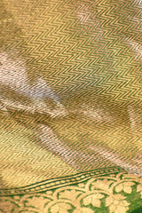 Green Half and Half Organza Silk Saree with Crushed Shibori Pallu