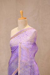 Purple Half and Half Organza Silk Saree with Crushed Shibori Pallu