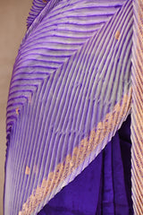 Purple Half and Half Organza Silk Saree with Crushed Shibori Pallu