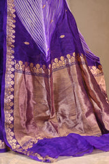 Purple Half and Half Organza Silk Saree with Crushed Shibori Pallu