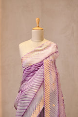 Wine Half and Half Organza Silk Saree with Crushed Shibori Pallu