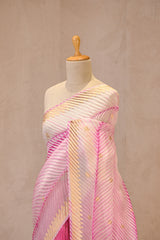 Light Pink Half and Half Organza Silk Saree with Crushed Shibori Pallu