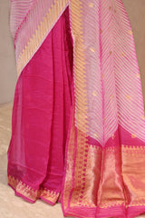 Light Pink Half and Half Organza Silk Saree with Crushed Shibori Pallu