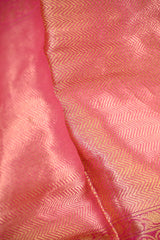 Light Pink Half and Half Organza Silk Saree with Crushed Shibori Pallu