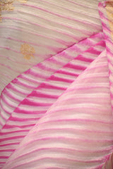 Light Pink Half and Half Organza Silk Saree with Crushed Shibori Pallu
