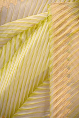 Lime Green Half and Half Organza Silk Saree with Crushed Shibori Pallu