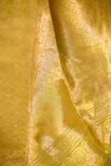 Lime Green Half and Half Organza Silk Saree with Crushed Shibori Pallu