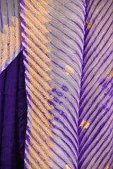 Dark Purple Half and Half Organza Silk Saree with Crushed Shibori Pallu