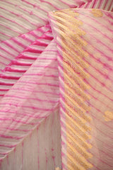 Magenta Pink Half and Half Organza Silk Saree with Crushed Shibori Pallu