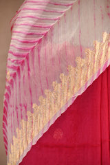 Magenta Pink Half and Half Organza Silk Saree with Crushed Shibori Pallu