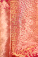 Magenta Pink Half and Half Organza Silk Saree with Crushed Shibori Pallu