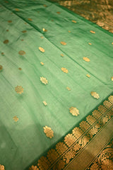 Anushka Inspired Green Kora Organza Silk Saree