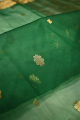 Anushka Inspired Green Kora Organza Silk Saree