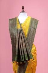 Mustard Shibori Handwoven Raw Silk Saree