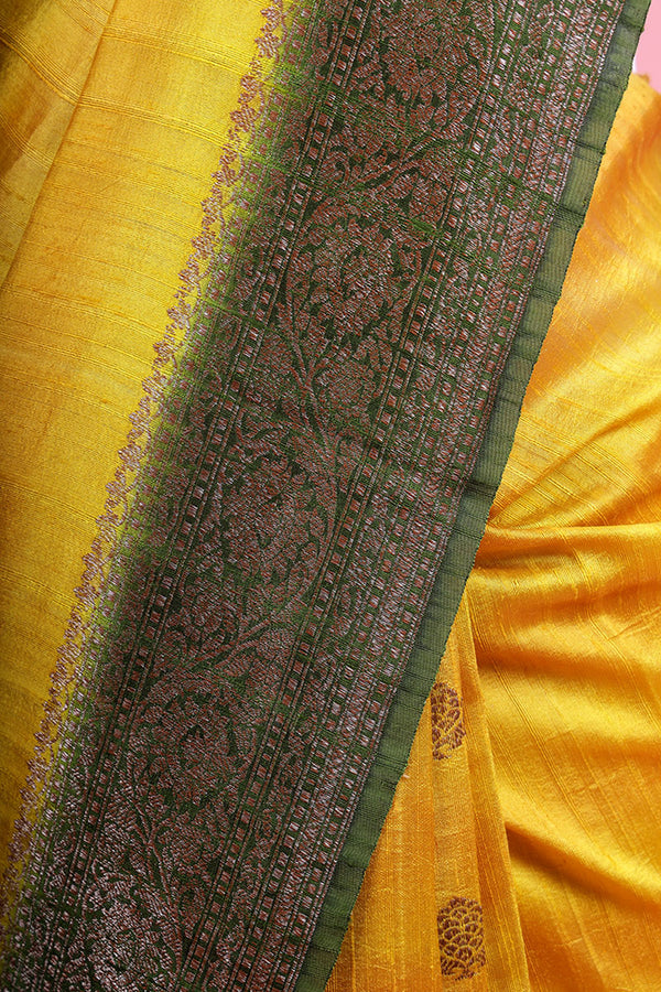 Mustard Shibori Handwoven Raw Silk Saree