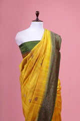 Mustard Shibori Handwoven Raw Silk Saree