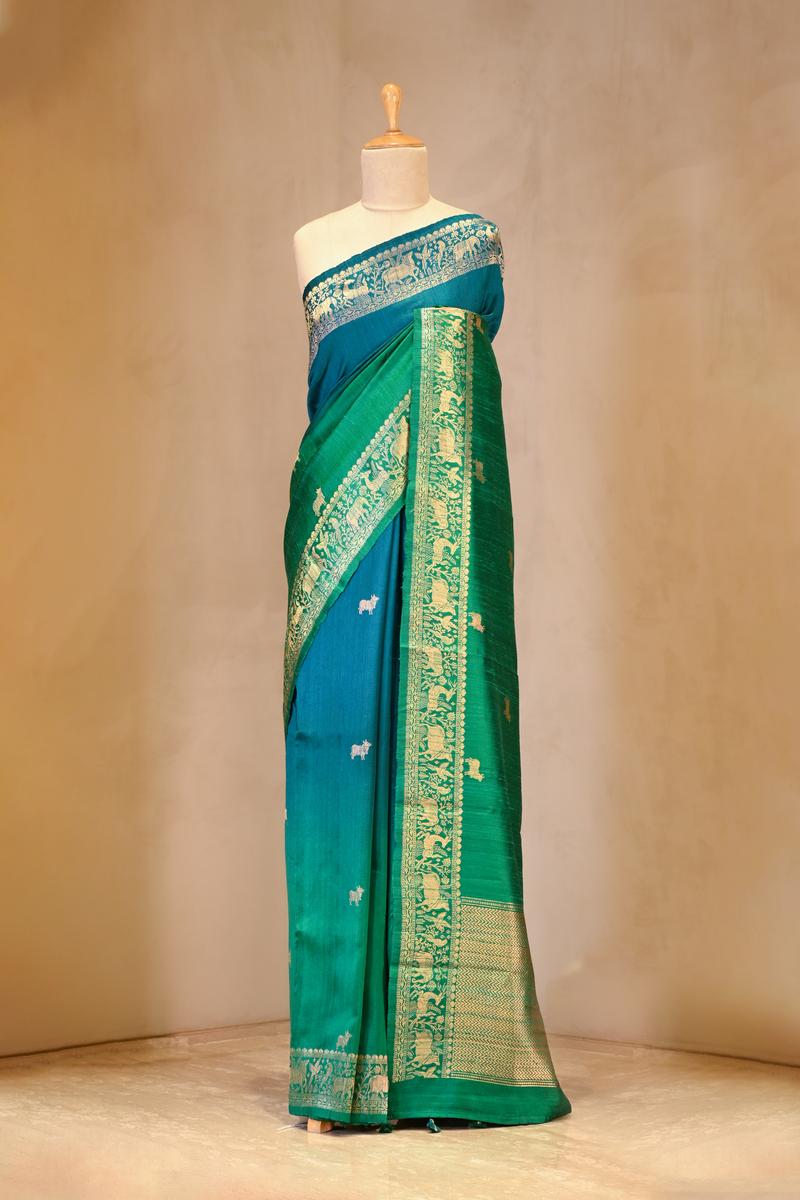 Green saree, raw silk saree, wedding saree, bridal saree, party wear saree, Wedding Saree