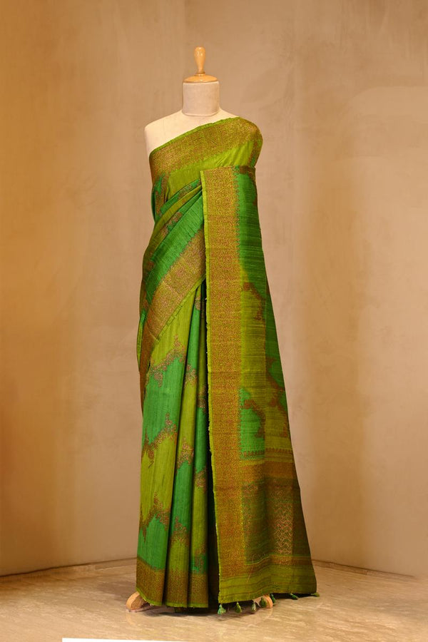 green saree, raw silk saree, wedding saree, bridal saree, party wear saree, Wedding Saree