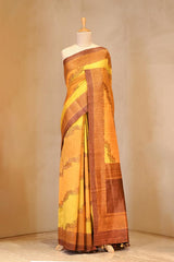 Yellow saree, raw silk saree, wedding saree, bridal saree, party wear saree, Wedding Saree