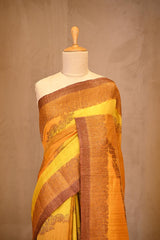 Yellow Rangkat Banarasi Raw Silk Saree with Floral Design