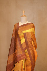 Yellow Rangkat Banarasi Raw Silk Saree with Floral Design