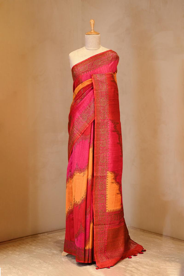 Red saree, raw silk saree, wedding saree, bridal saree, party wear saree, Wedding Saree
