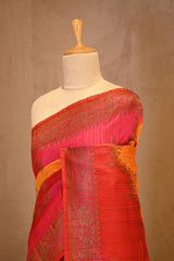 Red Rangkat Banarasi Raw Silk Saree with Floral Design