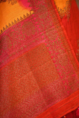Red Rangkat Banarasi Raw Silk Saree with Floral Design