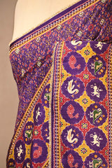 Purple Patola Printed Embellished Raw Silk Saree with Aari and Beads Work
