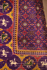 Purple Patola Printed Embellished Raw Silk Saree with Aari and Beads Work