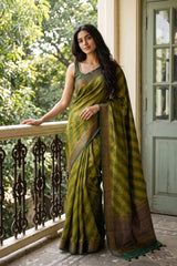 Heena Green Raw Silk Saree with Rangkat Pattern