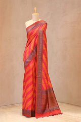 Orange Raw Silk Saree with Rangkat Pattern