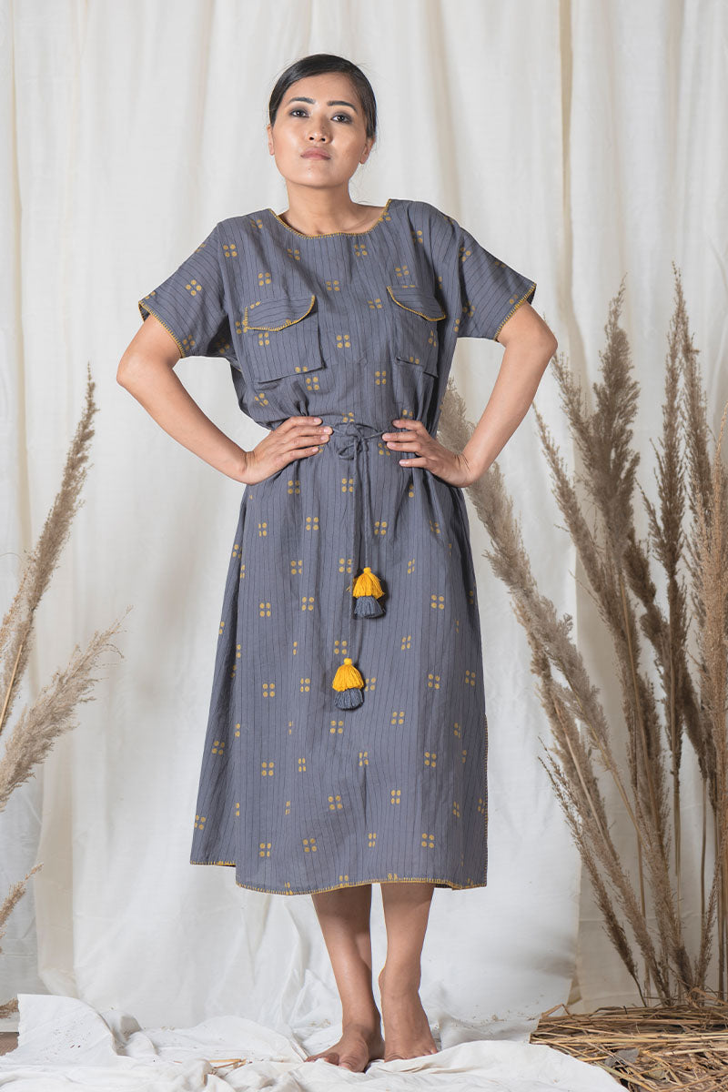 Women in Grey Cotton Dress at Chinaya Banaras