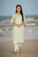 Green Kurta Pant, Green Kurta Set, Women Outfit, Summer Outfits, Cotton Dress, Summer Offers