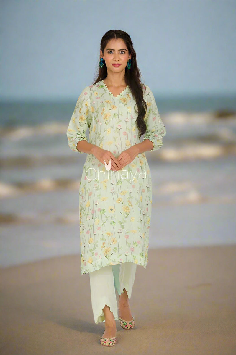 Green Kurta Pant, Green Kurta Set, Women Outfit, Summer Outfits, Cotton Dress, Summer Offers