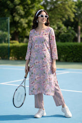 Lavender Floral Printed Kurta Set