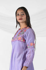 Lavender Suit Cotton Kurta Set by Chinaya Banaras