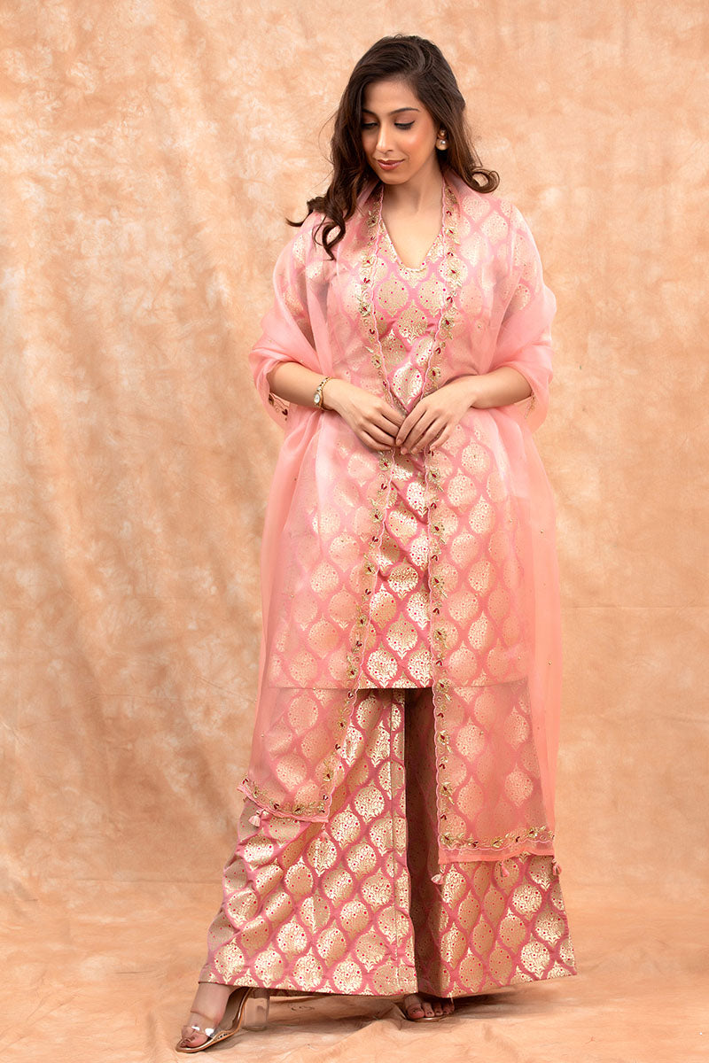 Beautiful Rani Pink Color Wedding Wear Embroidered Work Georgette Sharara  Suit at Rs 1899.00 | Sharara Suit | ID: 25696192048