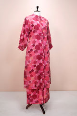 Pink Delight Geometrical Printed Linen Kurta Set
