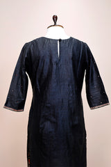 Midnight Black Tussar Embellished Kurta Pallazo Set - Chinaya Banaras