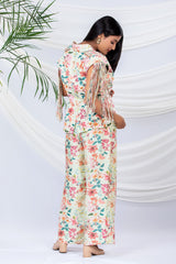 Mint Frappe Floral Printed Silk Co-Ord Set - Chinaya Banaras