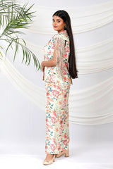 Mint Frappe Floral Printed Silk Co-Ord Set